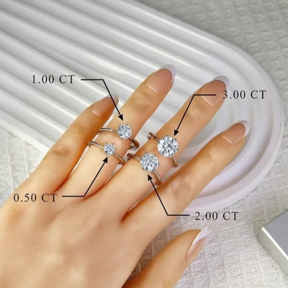 Certified 2ct Moissanite 925 Sterling Silver Diamond Ring - Picture 3 of 5